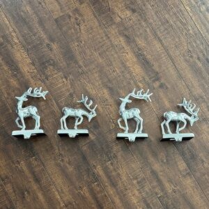 Silver Reindeer Christmas Stocking Holders with hooks